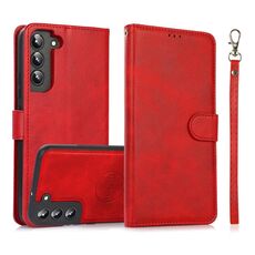Per Samsung Galaxy S22+ 5G Custodia in pelle con retro magnetico staccabile 2 in 1 in pelle di vitello (rosso)