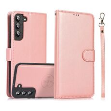 Per Samsung Galaxy S22+ 5G Custodia in pelle con retro magnetico staccabile 2 in 1 in pelle di vitello (oro rosa)