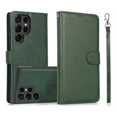 Per Samsung Galaxy S22 Ultra 5G Custodia in pelle con retro magnetico staccabile 2 in 1 in pelle di vitello (verde)