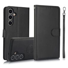Per Samsung Galaxy S24+ 5G Custodia in pelle con retro magnetico staccabile 2 in 1 in pelle di vitello (nero)