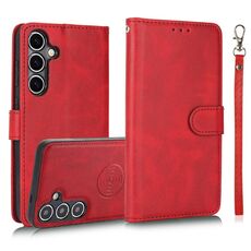 Per Samsung Galaxy S24+ 5G Custodia in pelle con retro magnetico staccabile 2 in 1 in pelle di vitello (rosso)