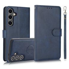 Per Samsung Galaxy S24+ 5G Custodia in pelle con cover posteriore magnetica staccabile 2 in 1 in vitello (blu)