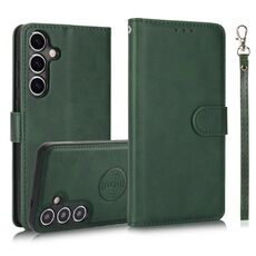 Per Samsung Galaxy S24+ 5G Custodia in pelle con retro magnetico staccabile 2 in 1 in pelle di vitello (verde)