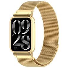 Per Xiaomi Smart Band 9 Pro Cinturino per orologio magnetico in acciaio inossidabile con cornice in metallo integrato Milan (oro)