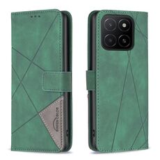Custodia per telefono in pelle con texture a rombi e fibbia magnetica per Honor X5b (verde)