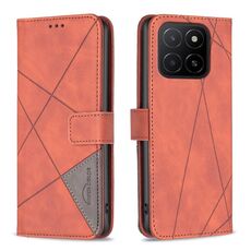 Custodia per telefono in pelle con fibbia magnetica e trama a rombi per Honor X5b (marrone)