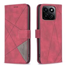 Per Honor 200 Smart / X7C Custodia per telefono in pelle con fibbia magnetica e trama a rombi (rosso)
