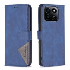 Per Honor 200 Smart / X7C Custodia per telefono in pelle con fibbia magnetica e trama a rombi (blu)