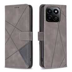 Per Honor 200 Smart / X7C Custodia per telefono in pelle con fibbia magnetica e trama a rombi (grigio)