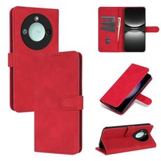 Custodia per telefono in pelle di vitello con texture a conchiglia per Honor X60 AZNS (rosso)