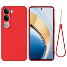 Per vivo V40 Lite 5G / 4G IDN Custodia per telefono antiurto in silicone liquido a tinta unita con copertura totale (rosso)