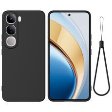 Per vivo V40 Lite 5G / 4G IDN Custodia per telefono antiurto in silicone liquido a tinta unita con copertura totale (nero)
