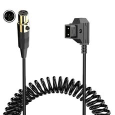 Cavo adattatore a spirale di alimentazione per monitor di telecamera D-Tap a Mini XLR 4 pin femmina, lunghezza: 1,5 m (nero)
