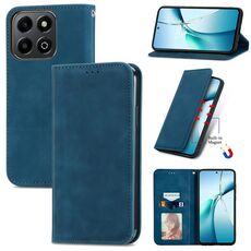Custodia per telefono in pelle magnetica con chiusura magnetica per Honor 200 Smart Retro Skin Feel (blu)