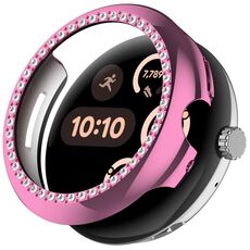 Per Google Pixel Watch 3 45mm Custodia protettiva per orologio con copertura parziale in PC elettrolitico diamantato (rosa)