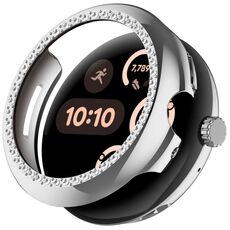 Per Google Pixel Watch 3 45mm Custodia protettiva per orologio con copertura parziale in PC elettrolitico diamantato (argento)