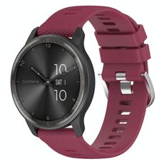Per Garmin Vivoactive4 22mm cinturino in silicone tinta unita strutturato a croce (vino rosso)