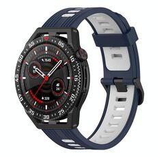 Per Garmin Forerunner 265 Cinturino in silicone bicolore verticale da 22 mm (blu notte + bianco)