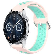 Per Huawei Watch GT3 42mm 20mm Cinturino in silicone sportivo traspirante traforato (rosa + anatra d'acqua)