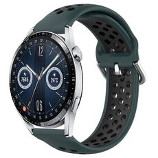 Per Huawei Watch GT3 42mm 20mm Cinturino in silicone sportivo traforato traspirante (verde oliva + nero)