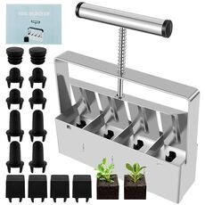 Il bloccante portatile del terreno per piantine crea quattro blocchi di terreno da 2 x 2 pollici per la preparazione del giardino (quadrato)