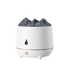 Macchina per aromaterapia domestica con umidificatore a fiamma di simulazione HS01 con luce notturna (bianca)