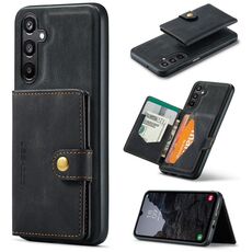 Per Samsung Galaxy A16 5G JEEHOOD J01 Retro Custodia per telefono con portafoglio magnetico staccabile (nero)