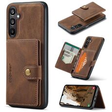 Per Samsung Galaxy A16 5G JEEHOOD J01 Retro Custodia per telefono con portafoglio magnetico staccabile (marrone)