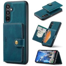 Per Samsung Galaxy A16 5G JEEHOOD J01 Retro Custodia per telefono con portafoglio magnetico staccabile (blu)