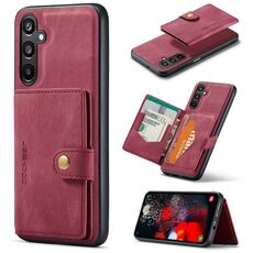Per Samsung Galaxy A16 5G JEEHOOD J01 Retro Custodia per telefono con portafoglio magnetico staccabile (rosso)