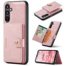 Per Samsung Galaxy A16 5G JEEHOOD J01 Retro Custodia per telefono con portafoglio magnetico staccabile (rosa)