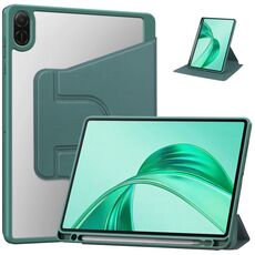 Custodia per tablet in pelle con supporto a tre pieghe per Honor Pad X8a (verde scuro)