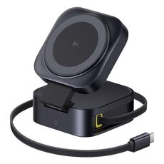 Baseus OS PicoGo Qi2 67W 2 in 1 Caricabatterie wireless magnetico con cavo dati a gomito da 1 m da tipo C a tipo C (nero)