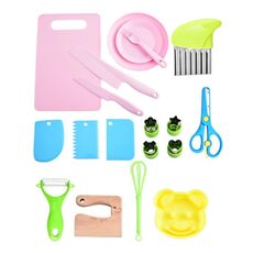 19 pezzi/set Set di coltelli da cucina per bambini Strumenti da cucina per l'educazione della prima infanzia (rosa)