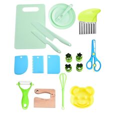 19 pezzi/set Set di coltelli da cucina per bambini Strumenti da cucina per l'educazione della prima infanzia (verde)