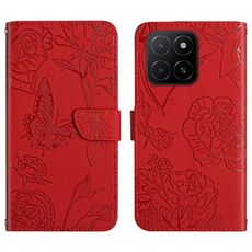 Per Honor X5b 4G / X5b Plus 4G HT03 Custodia in pelle con motivo a farfalla in rilievo (rosso)