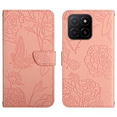 Per Honor X5b 4G / X5b Plus 4G HT03 Custodia in pelle con motivo a farfalla in rilievo (rosa)