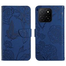Per Honor X5b 4G / X5b Plus 4G HT03 Custodia in pelle con motivo a farfalla in rilievo (blu)