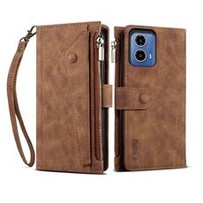 Per Motorola Moto G35 ESEBLE Retro Frosted RFID Custodia in pelle per telefono (marrone)