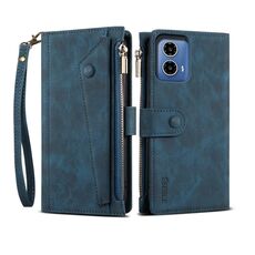 Per Motorola Moto G35 ESEBLE Retro Frosted RFID Custodia in pelle per telefono (verde scuro)