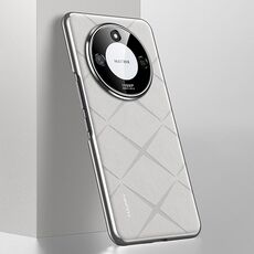 Custodia per telefono cellulare in pelle semplice per Honor X60 (bianca)
