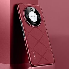 Custodia per telefono cellulare in pelle semplice per Honor X60 (rosso vino)