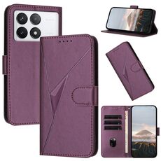 Per Redmi K70 Custodia in pelle con fibbia a motivo triangolare (viola scuro)