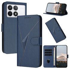 For Redmi K70 Triangle Pattern Buckle Clasp Leather Phone Case(Royal Blue)