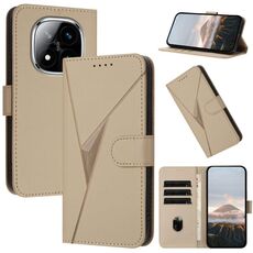 For Redmi Note 14 Pro+ 5G Triangle Pattern Buckle Clasp Leather Phone Case(Gold)