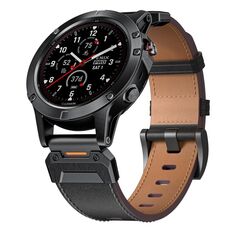 Per cinturino in pelle a sgancio rapido in acciaio inossidabile Garmin da 26 mm (nero)