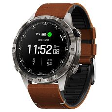 Per cinturino in silicone e pelle a sgancio rapido Garmin da 22 mm (marrone)