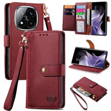 For Xiaomi Redmi Note 14 Pro+ 5G Love Zipper Lanyard Leather Phone Case(Red)