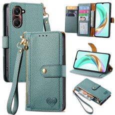 Per vivo Y37 Love Zipper Lanyard Custodia in pelle per telefono (verde)