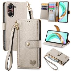 Per vivo Y37 Love Zipper Lanyard Custodia in pelle per telefono (grigio)